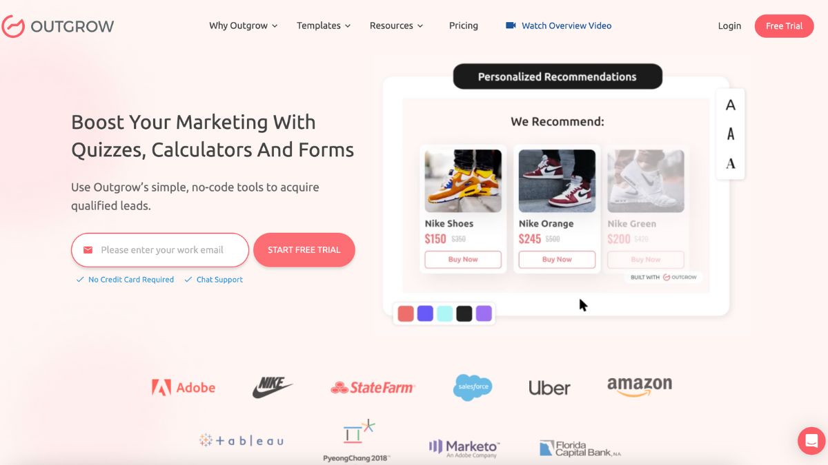 Outgrow: No-Code tools for qualified leads