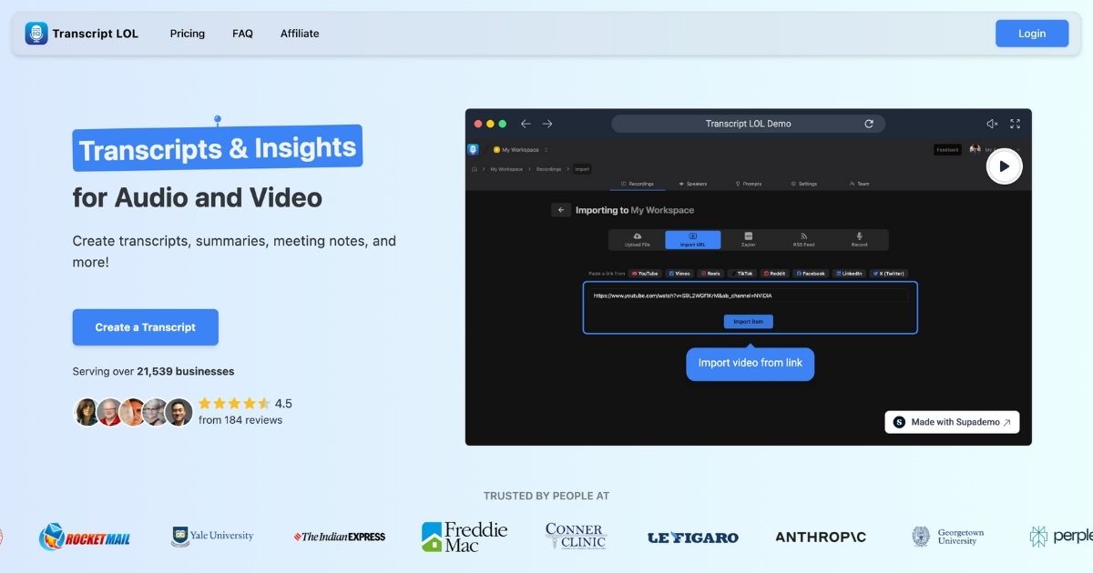 TranscriptLOL: Audio and video transcription tool