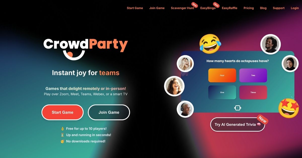 CrowdParty: Virtual team building games